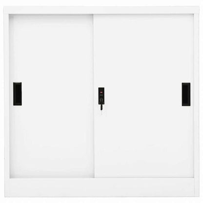 vidaXL オフィスキャビネット スライド式ドア付き ホワイト 90x40x90cm スチール家具 キャビネット&収納 収納キャビネット・ロッカー(代引不可)
