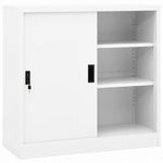 vidaXL オフィスキャビネット スライド式ドア付き ホワイト 90x40x90cm スチール家具 キャビネット&収納 収納キャビネット・ロッカー(代引不可)