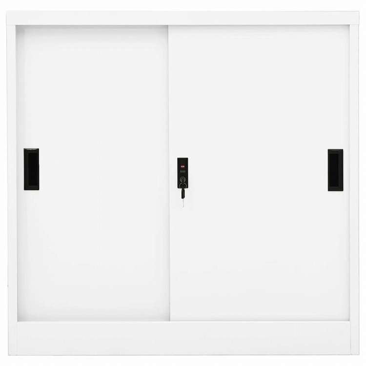 vidaXL オフィスキャビネット スライド式ドア付き ホワイト 90x40x90cm スチール家具 キャビネット&収納 収納キャビネット・ロッカー(代引不可)