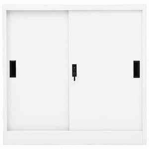 vidaXL オフィスキャビネット スライド式ドア付き ホワイト 90x40x90cm スチール家具 キャビネット&収納 収納キャビネット・ロッカー(代引不可)