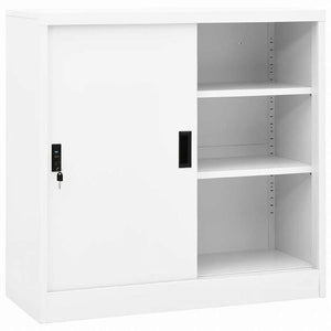 vidaXL オフィスキャビネット スライド式ドア付き ホワイト 90x40x90cm スチール家具 キャビネット&収納 収納キャビネット・ロッカー(代引不可)