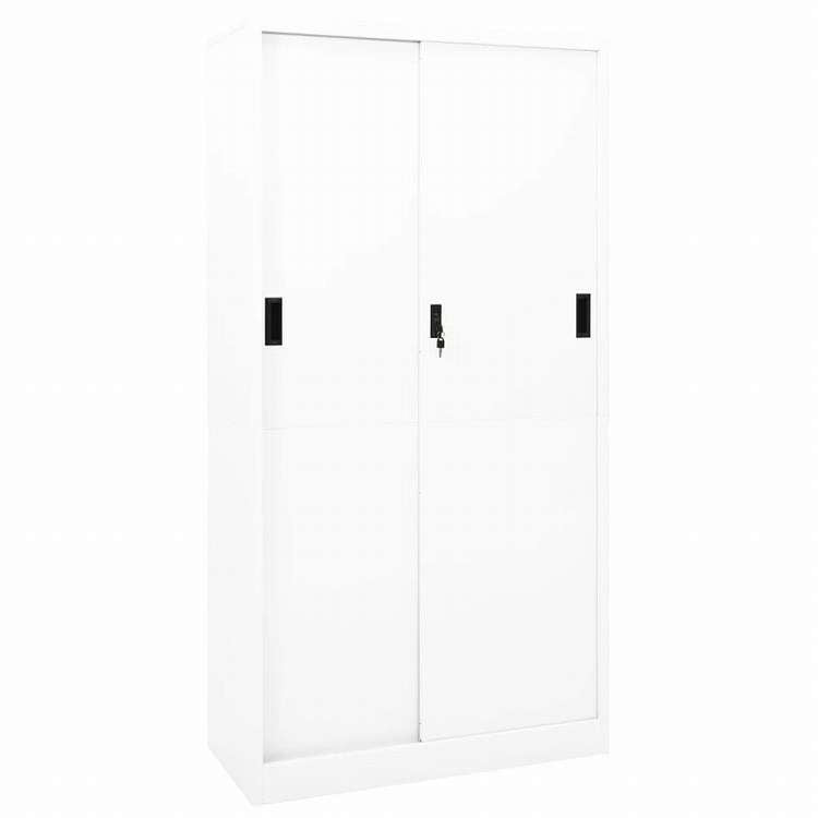 vidaXL オフィスキャビネット スライド式ドア付 ホワイト 90x40x180cm スチール製家具 キャビネット&収納 収納キャビネット・ロッカー(代引不可)