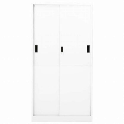 vidaXL オフィスキャビネット スライド式ドア付 ホワイト 90x40x180cm スチール製家具 キャビネット&収納 収納キャビネット・ロッカー(代引不可)