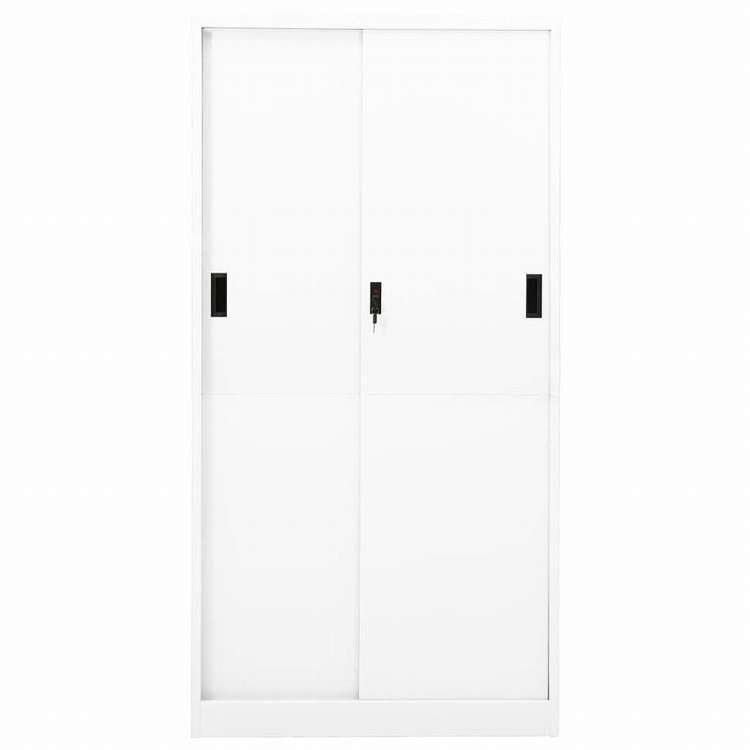 vidaXL オフィスキャビネット スライド式ドア付 ホワイト 90x40x180cm スチール製家具 キャビネット&収納 収納キャビネット・ロッカー(代引不可)