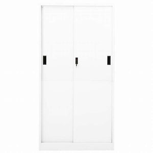 vidaXL オフィスキャビネット スライド式ドア付 ホワイト 90x40x180cm スチール製家具 キャビネット&収納 収納キャビネット・ロッカー(代引不可)