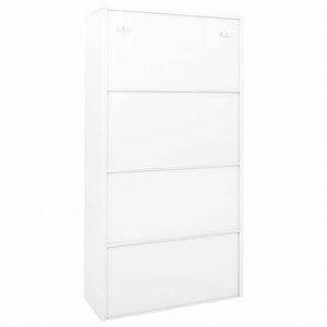 vidaXL オフィスキャビネット スライド式ドア付 ホワイト 90x40x180cm スチール製家具 キャビネット&収納 収納キャビネット・ロッカー(代引不可)