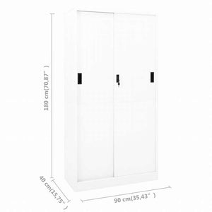 vidaXL オフィスキャビネット スライド式ドア付 ホワイト 90x40x180cm スチール製家具 キャビネット&収納 収納キャビネット・ロッカー(代引不可)