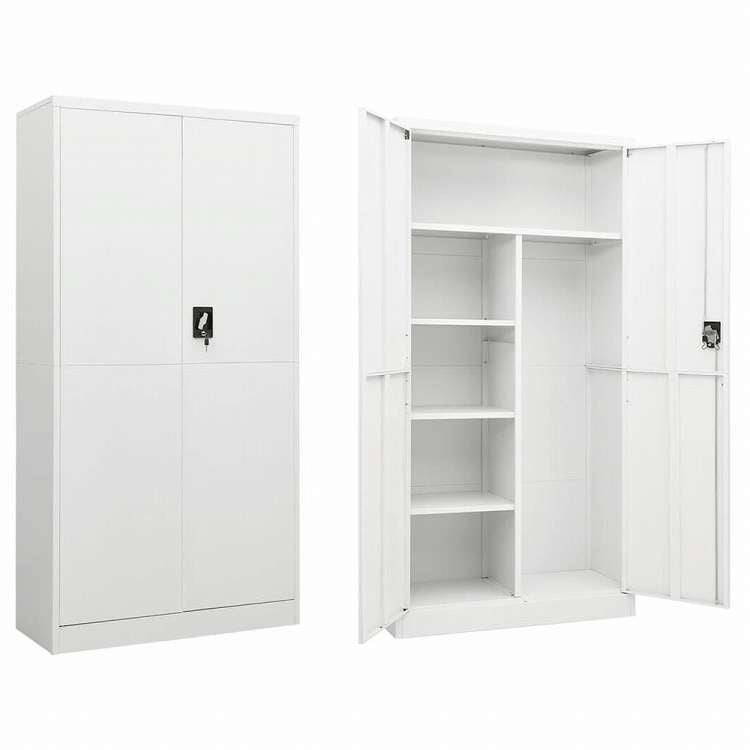 vidaXL ロッカーキャビネット ホワイト 90x40x180 cm スチール家具 キャビネット&収納 ファイル棚(代引不可)