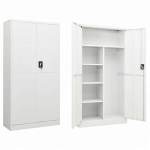 vidaXL ロッカーキャビネット ホワイト 90x40x180 cm スチール家具 キャビネット&収納 ファイル棚(代引不可)