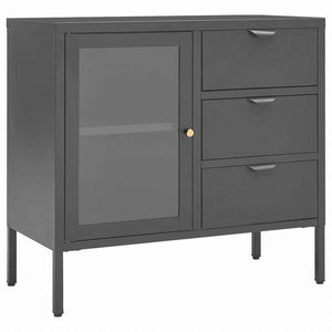 vidaXL サイドボード アントラシート 75x35x70cm スチール&強化ガラス家具 キャビネット&収納 サイドボード(代引不可)