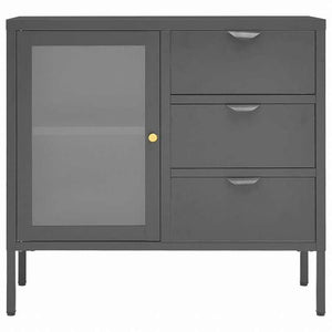 vidaXL サイドボード アントラシート 75x35x70cm スチール&強化ガラス家具 キャビネット&収納 サイドボード(代引不可)