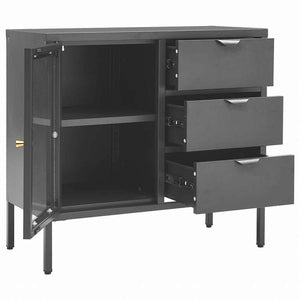 vidaXL サイドボード アントラシート 75x35x70cm スチール&強化ガラス家具 キャビネット&収納 サイドボード(代引不可)