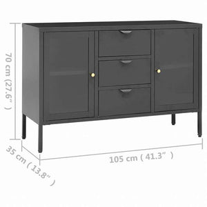 vidaXL サイドボード アントラシート 105x35x70cm スチール&強化ガラス製家具 キャビネット&収納 サイドボード(代引不可)