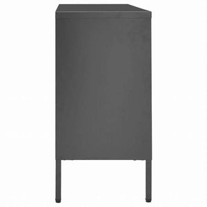 vidaXL サイドボード アントラシート 105x35x70cm スチール&強化ガラス製家具 キャビネット&収納 サイドボード(代引不可)