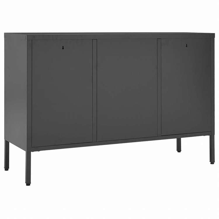 vidaXL サイドボード アントラシート 105x35x70cm スチール&強化ガラス製家具 キャビネット&収納 サイドボード(代引不可)