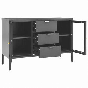 vidaXL サイドボード アントラシート 105x35x70cm スチール&強化ガラス製家具 キャビネット&収納 サイドボード(代引不可)
