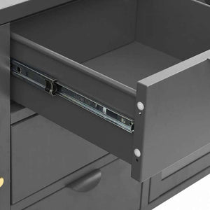 vidaXL サイドボード アントラシート 105x35x70cm スチール&強化ガラス製家具 キャビネット&収納 サイドボード(代引不可)