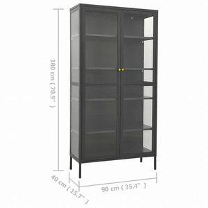 vidaXL ディスプレイキャビネット アントラシート 90x40x180cm スチール&強化ガラス家具 キャビネット&収納 収納キャビネット・ロッカー(代引不可)