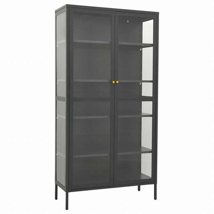 vidaXL ディスプレイキャビネット アントラシート 90x40x180cm スチール&強化ガラス家具 キャビネット&収納 収納キャビネット・ロッカー(代引不可)