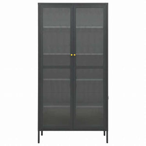 vidaXL ディスプレイキャビネット アントラシート 90x40x180cm スチール&強化ガラス家具 キャビネット&収納 収納キャビネット・ロッカー(代引不可)