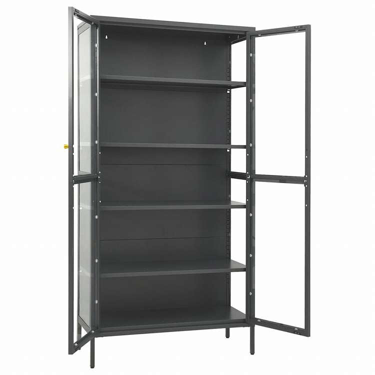 vidaXL ディスプレイキャビネット アントラシート 90x40x180cm スチール&強化ガラス家具 キャビネット&収納 収納キャビネット・ロッカー(代引不可)