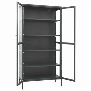 vidaXL ディスプレイキャビネット アントラシート 90x40x180cm スチール&強化ガラス家具 キャビネット&収納 収納キャビネット・ロッカー(代引不可)