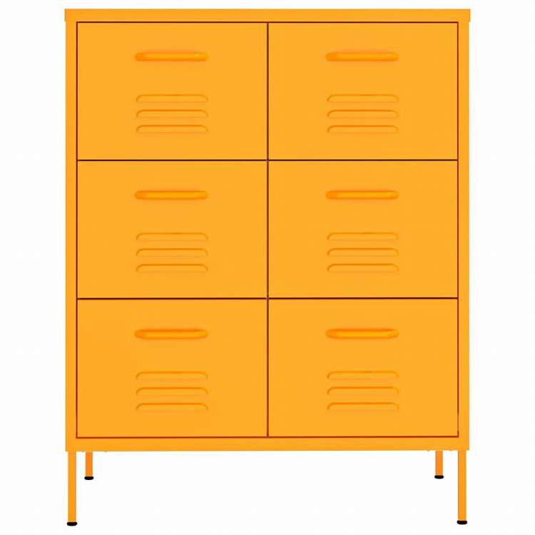 vidaXL 引き出しキャビネット マスタードイエロー 80x35x101.5 cm スチール家具 キャビネット&収納 収納キャビネット・ロッカー(代引不可)