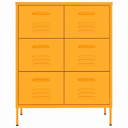 vidaXL 引き出しキャビネット マスタードイエロー 80x35x101.5 cm スチール家具 キャビネット&収納 収納キャビネット・ロッカー(代引不可)