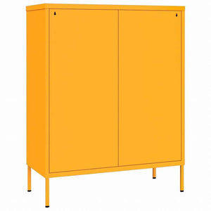 vidaXL 引き出しキャビネット マスタードイエロー 80x35x101.5 cm スチール家具 キャビネット&収納 収納キャビネット・ロッカー(代引不可)