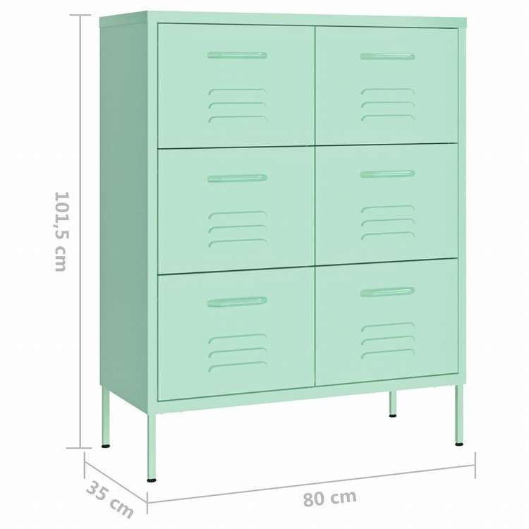 vidaXL ストレージキャビネット ミント 80x35.5x101.5cm スチール家具 キャビネット&収納 収納キャビネット・ロッカー(代引不可)