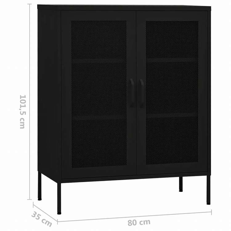 vidaXL ストレージキャビネット ブラック 80x35.5x101.5cm スチール家具 キャビネット&収納 収納キャビネット・ロッカー(代引不可)