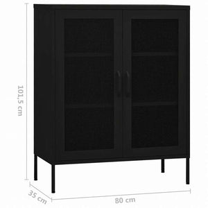vidaXL ストレージキャビネット ブラック 80x35.5x101.5cm スチール家具 キャビネット&収納 収納キャビネット・ロッカー(代引不可)