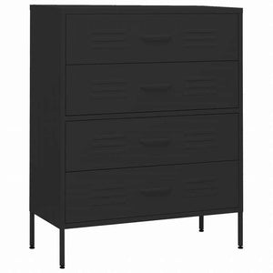 vidaXL 引き出しチェスト ブラック 80x35x101.5 cm スチール家具 キャビネット&収納 ドレッサー(代引不可)