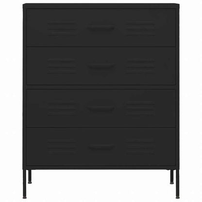 vidaXL 引き出しチェスト ブラック 80x35x101.5 cm スチール家具 キャビネット&収納 ドレッサー(代引不可)