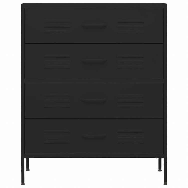 vidaXL 引き出しチェスト ブラック 80x35x101.5 cm スチール家具 キャビネット&収納 ドレッサー(代引不可)