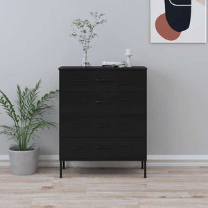 vidaXL 引き出しチェスト ブラック 80x35x101.5 cm スチール家具 キャビネット&収納 ドレッサー(代引不可)