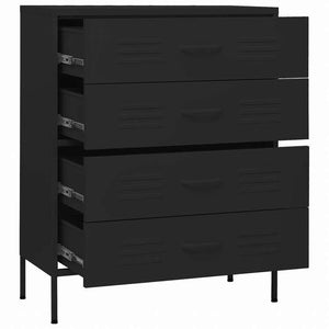 vidaXL 引き出しチェスト ブラック 80x35x101.5 cm スチール家具 キャビネット&収納 ドレッサー(代引不可)