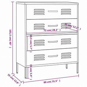 vidaXL 引き出しチェスト ブラック 80x35x101.5 cm スチール家具 キャビネット&収納 ドレッサー(代引不可)