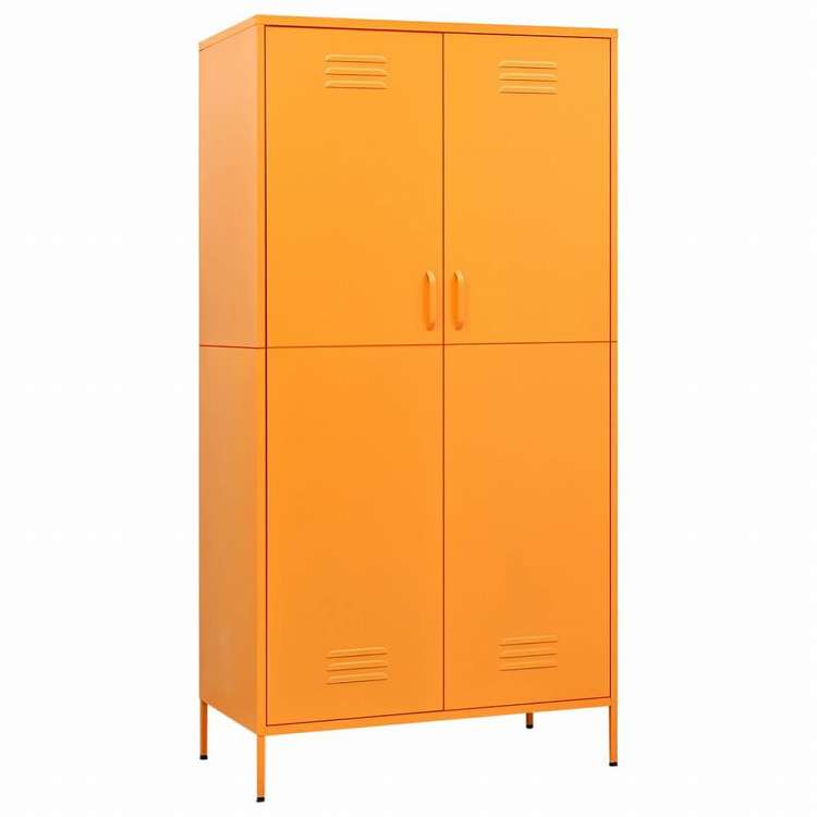 vidaXL 洋服ダンス マスタードイエロー 90x50x180 cm スチール家具 キャビネット&収納 戸棚・ワードローブ(代引不可)