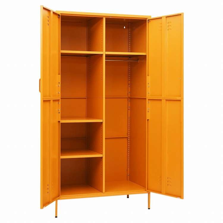 vidaXL 洋服ダンス マスタードイエロー 90x50x180 cm スチール家具 キャビネット&収納 戸棚・ワードローブ(代引不可)
