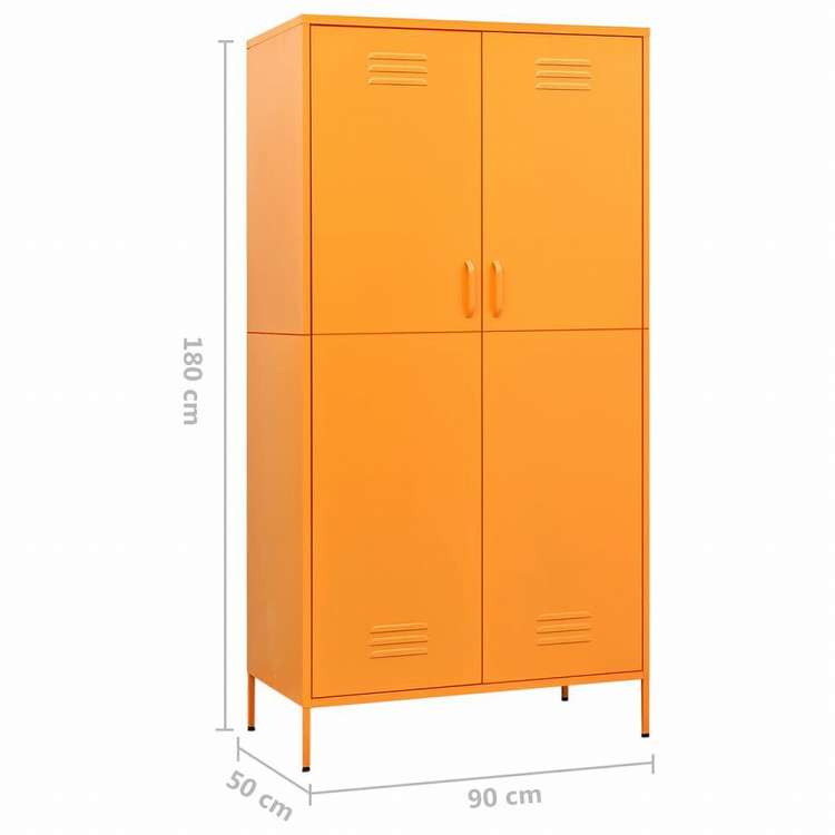 vidaXL 洋服ダンス マスタードイエロー 90x50x180 cm スチール家具 キャビネット&収納 戸棚・ワードローブ(代引不可)