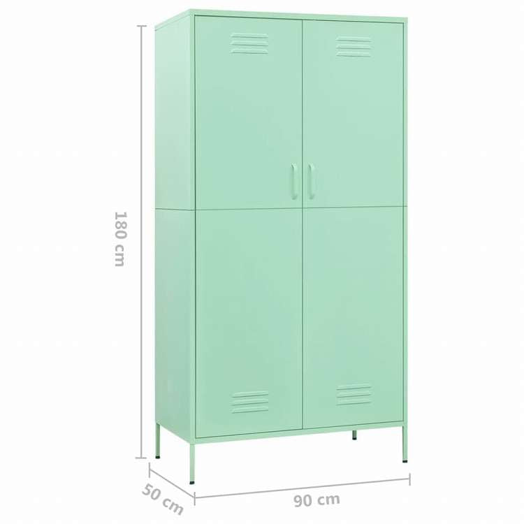 vidaXL 洋服ダンス ミント 90x50x180 cm スチール家具 キャビネット&収納 戸棚・ワードローブ(代引不可)