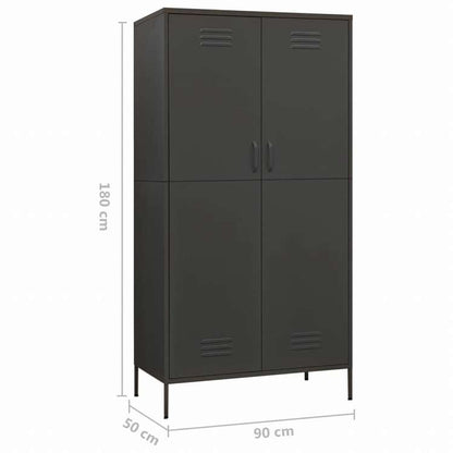 vidaXL 洋服ダンス アントラシート 90x50x180 cm スチール家具 キャビネット&収納 戸棚・ワードローブ(代引不可)