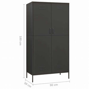 vidaXL 洋服ダンス アントラシート 90x50x180 cm スチール家具 キャビネット&収納 戸棚・ワードローブ(代引不可)
