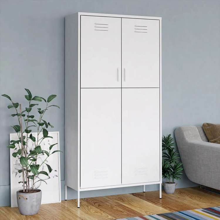 vidaXL 洋服ダンス ホワイト 90x50x180 cm スチール家具 キャビネット&収納 戸棚・ワードローブ(代引不可)