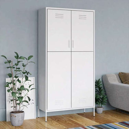vidaXL 洋服ダンス ホワイト 90x50x180 cm スチール家具 キャビネット&収納 戸棚・ワードローブ(代引不可)