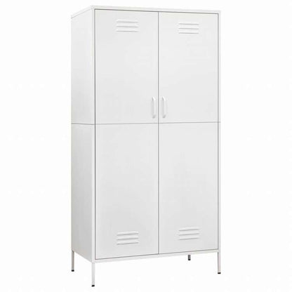 vidaXL 洋服ダンス ホワイト 90x50x180 cm スチール家具 キャビネット&収納 戸棚・ワードローブ(代引不可)