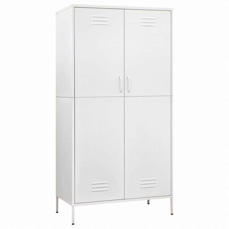 vidaXL 洋服ダンス ホワイト 90x50x180 cm スチール家具 キャビネット&収納 戸棚・ワードローブ(代引不可)