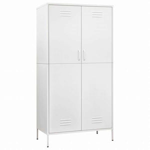 vidaXL 洋服ダンス ホワイト 90x50x180 cm スチール家具 キャビネット&収納 戸棚・ワードローブ(代引不可)