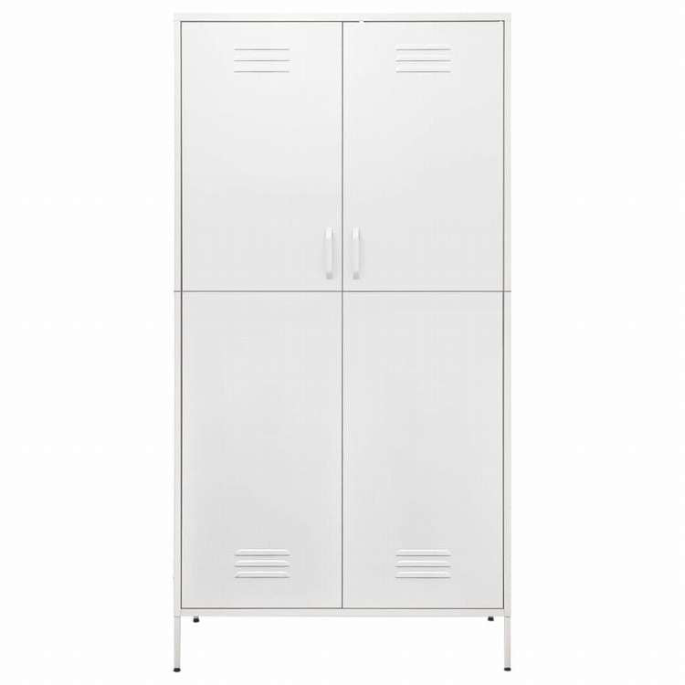 vidaXL 洋服ダンス ホワイト 90x50x180 cm スチール家具 キャビネット&収納 戸棚・ワードローブ(代引不可)